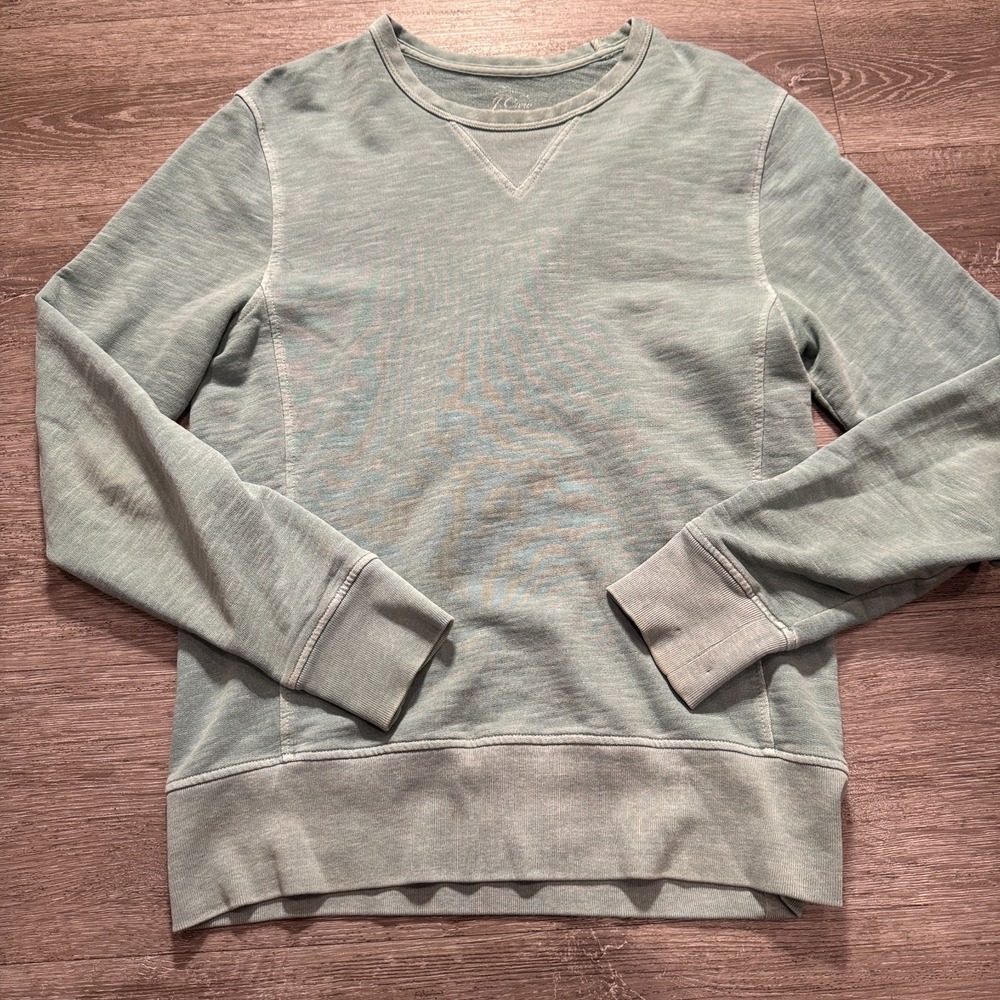 J Crew Sweater Adult Small Green Garment Dyed French Terry Crewneck Sweatshirt‎